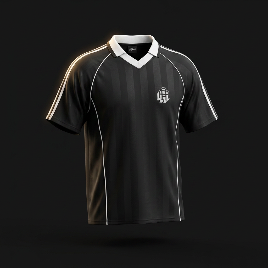 AURA / 094 — SHADOW STRIPE COLLARED SOCCER JERSEY