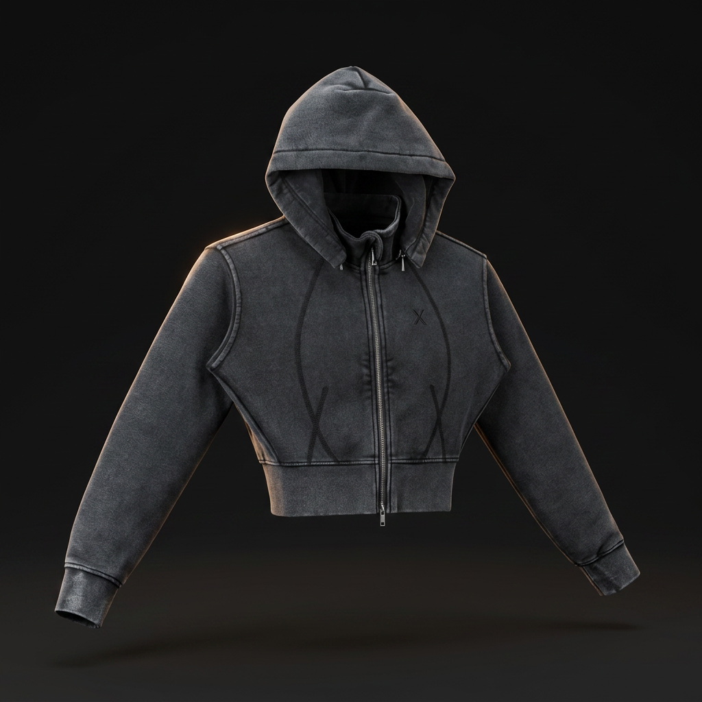 AURA / 137 — WORN FORM CROPPED HOODIE